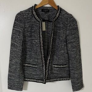NWT Gray Tweed Talbots Open Jacket